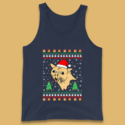 coughing cat christmas tank top