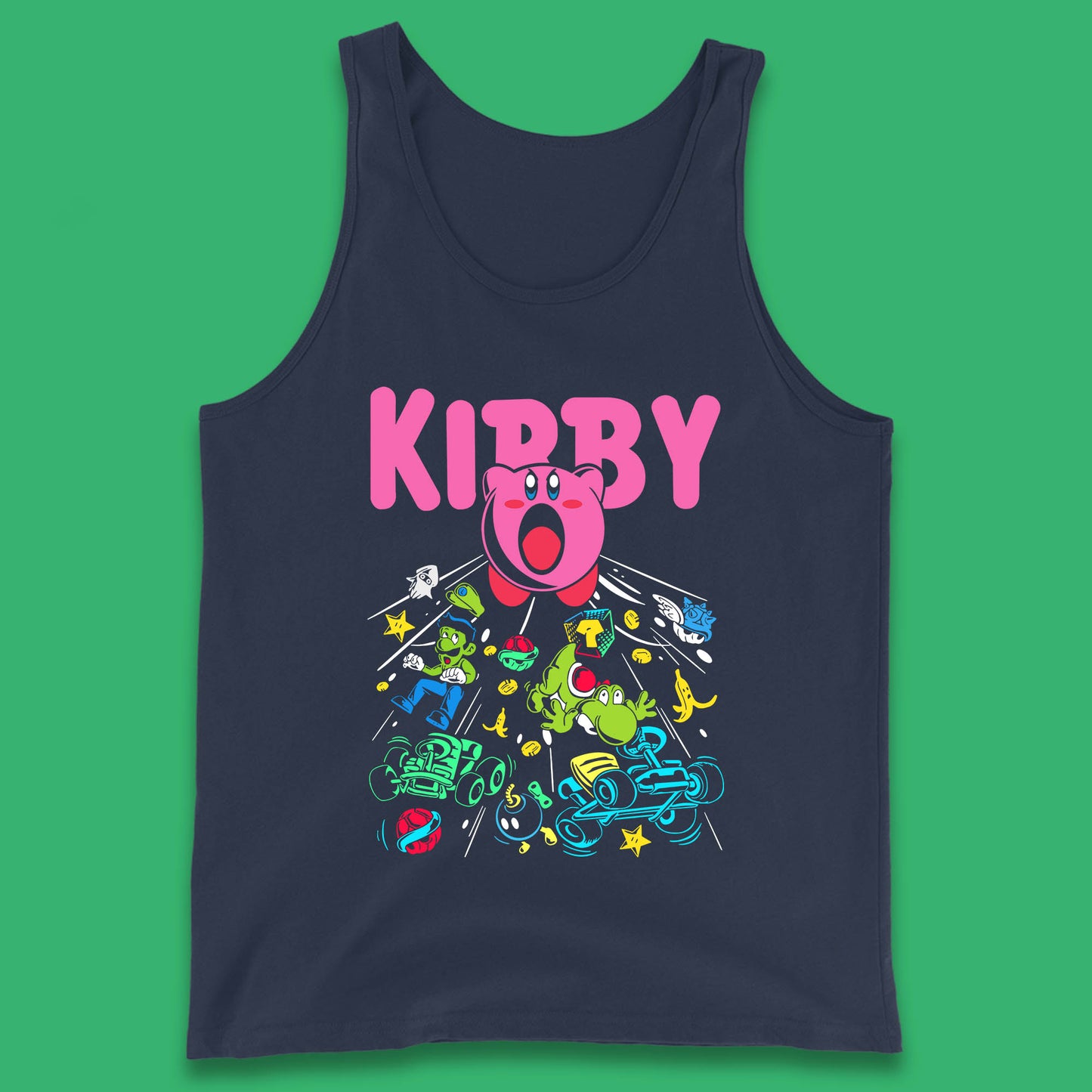 Kirby Consume Karting Mario Kart Ghost Band Heavy Metal Kirby Retro Gaming Tank Top