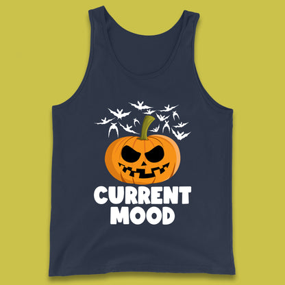 Current Mood Halloween Pumpkin Ghost Evil Scary Smile Face Horror Jack-o-lantern Tank Top