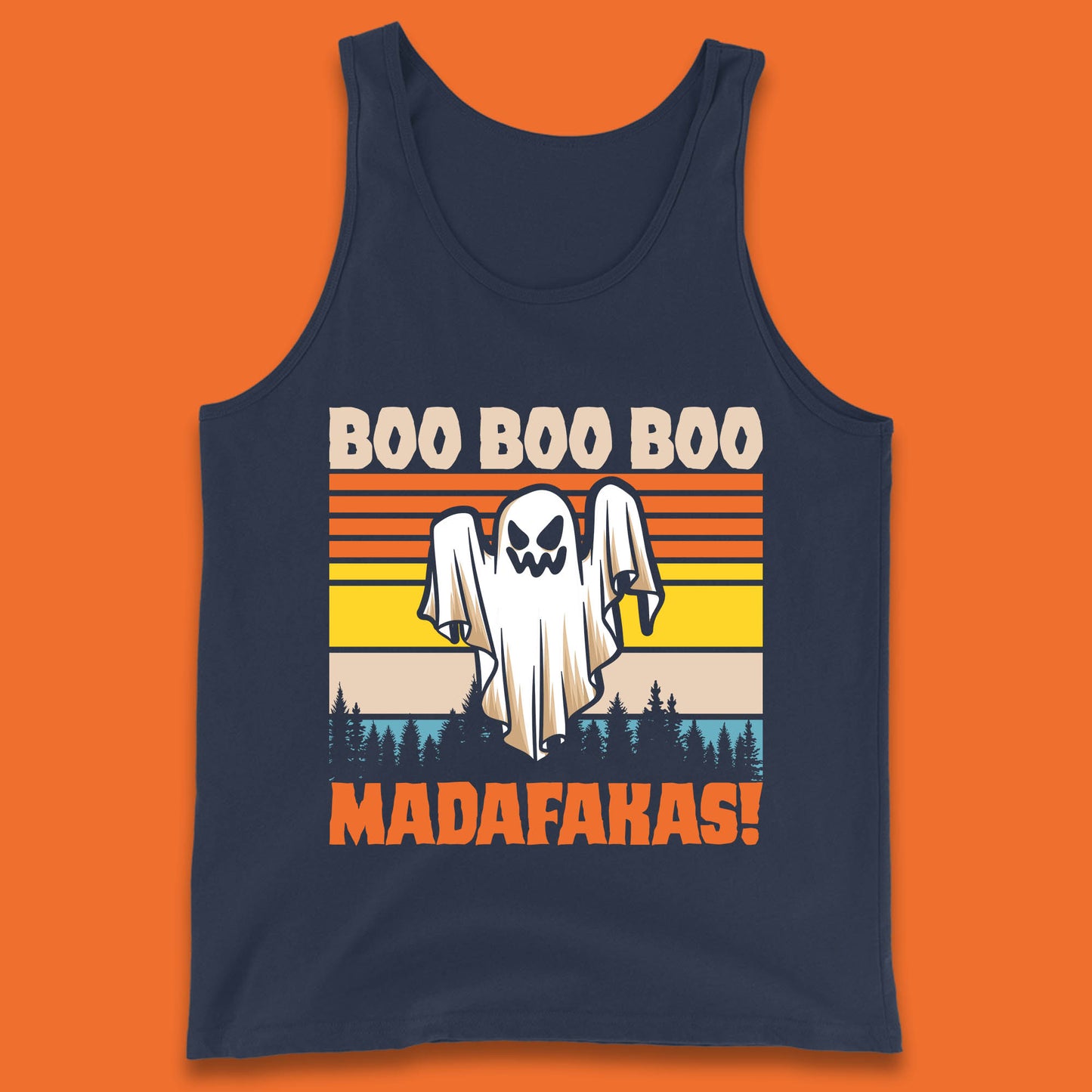 Ghost Say Boo Boo Boo Madafakas Halloween Vintage Horror Scary Boo Ghost Tank Top