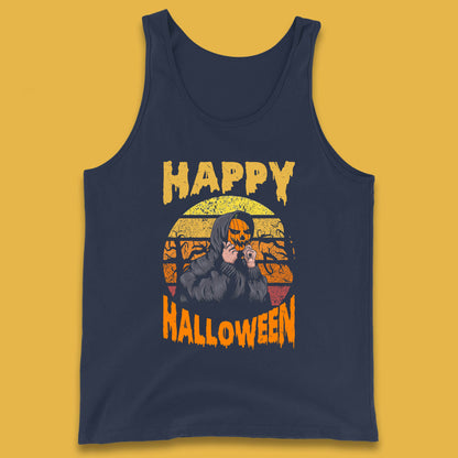 Happy Halloween Jack O Lantern Pumpkin Head Horror Scary Vintage Retro Halloween Tank Top