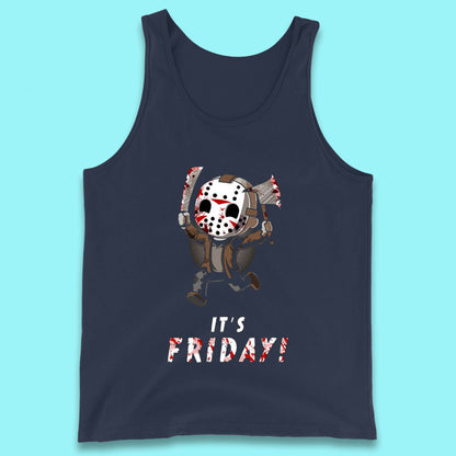 It's Friday Chibi Jason Voorhees Holding Bloody Knife & Bloody Axe Halloween Friday The 13th Horror Movie Tank Top