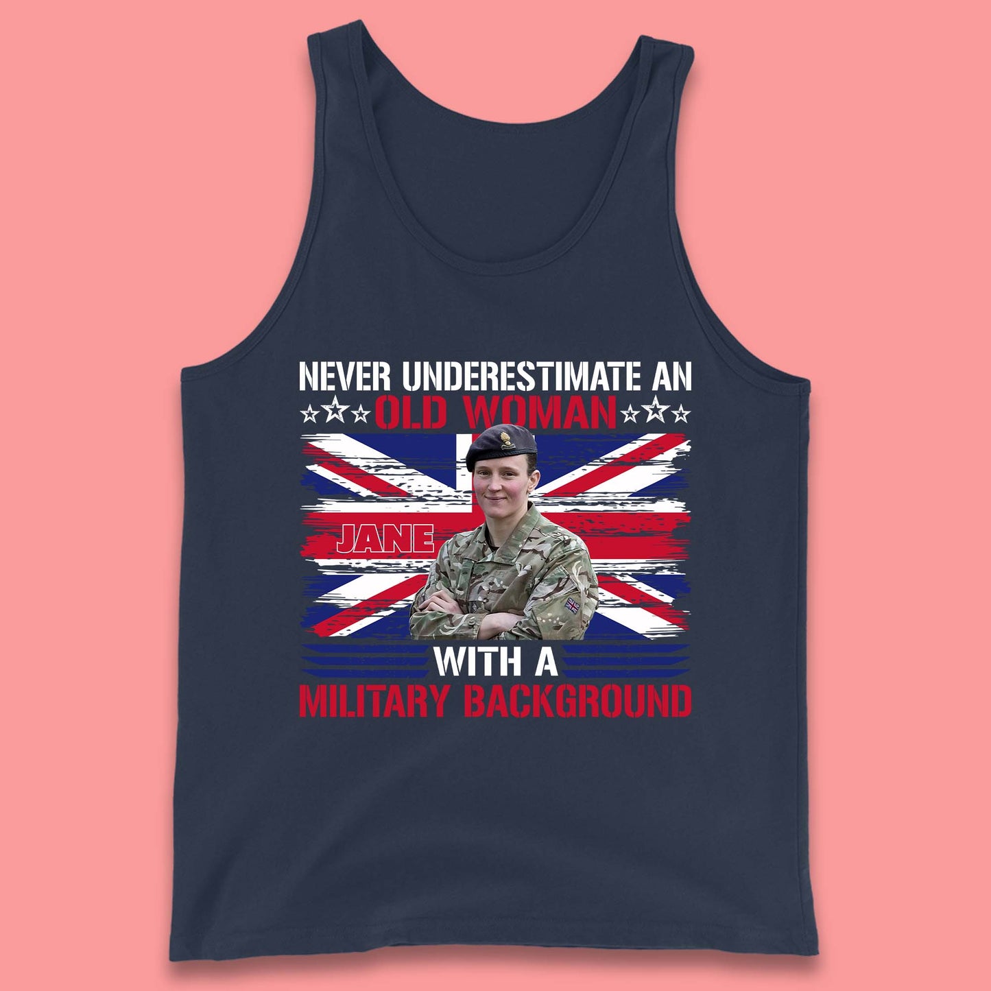 Personalised Never Underestimate An Old Woman Tank Top