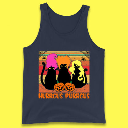 Vintage Halloween Witches Hurrcus Purrucs Scary Cat Horror Pumpkin Faces Hocus Pocus Halloween Costume Tank Top