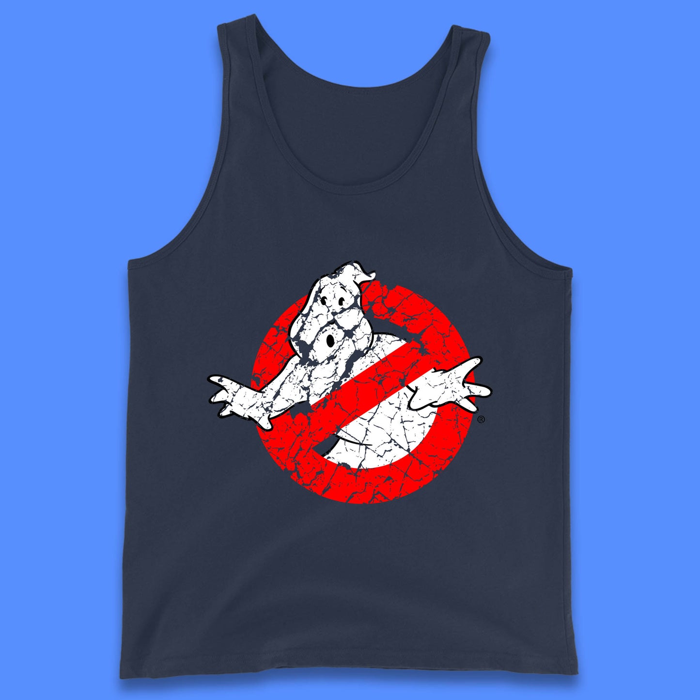 Distressed The Real Ghostbusters No Ghost Symbol Retro Halloween Movie Costume Tank Top