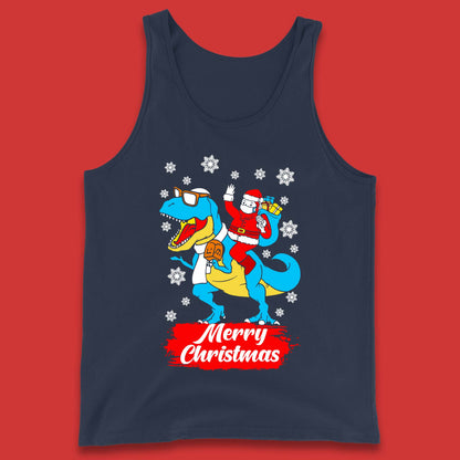 Santa Claus Riding T-Rex Christmas Tank Top