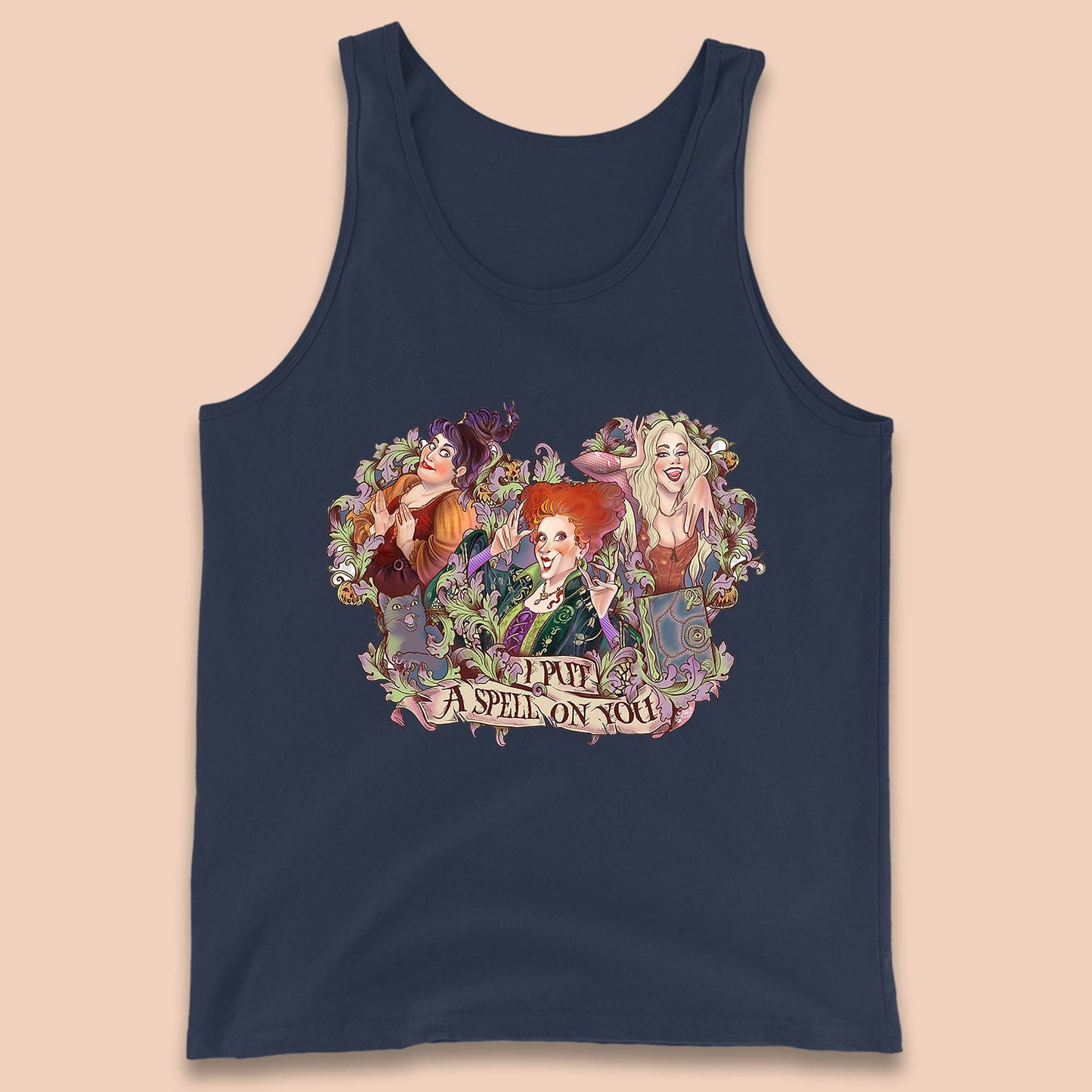 I Putt A Spell On You Halloween Sanderson Sisters Hocus Pocus Vintage Witches Tank Top