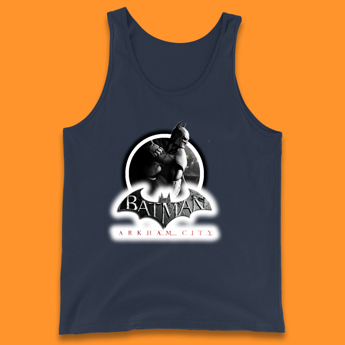 Batman Arkham City Action Adventure Game Batman Basic Logo DC Comics Superhero Gamer Tank Top