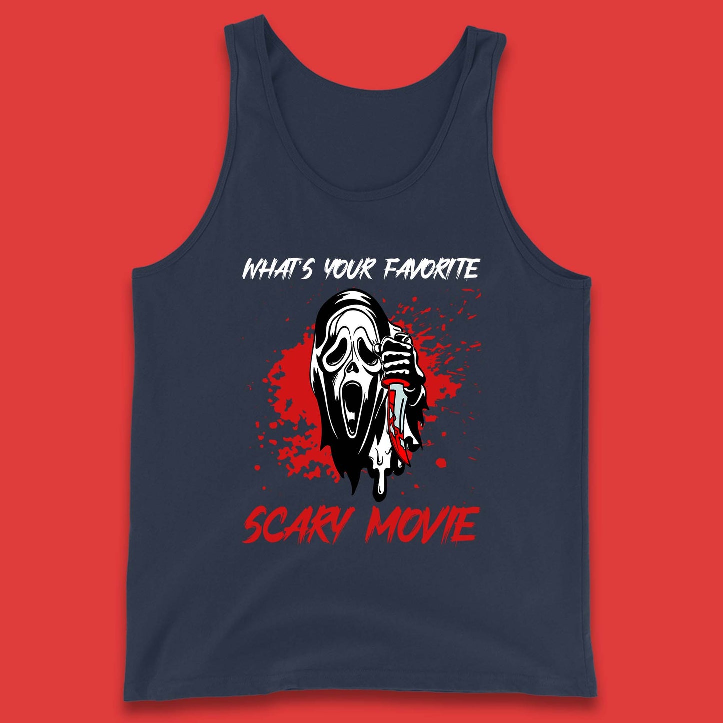 What's Your Favorite Scary Movie Halloween Scream Ghost Face Horror Movie Tank Top