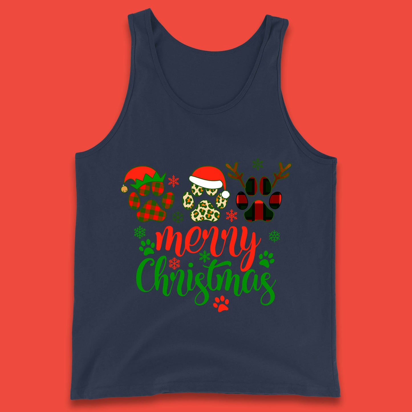 dog & cat paws christmas tank top