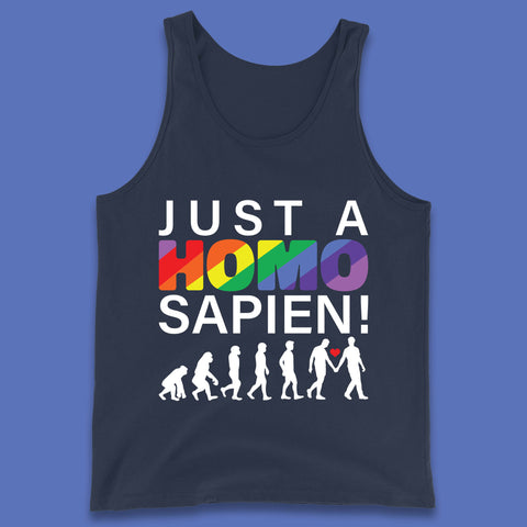 Just A Homo Sapien To Homo Erectus Evolution To Homo LGBTQ Funny Gay Pride Tank Top