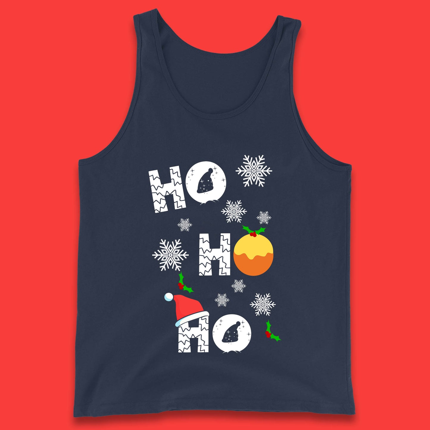 ho ho ho christmas santa hat tank top