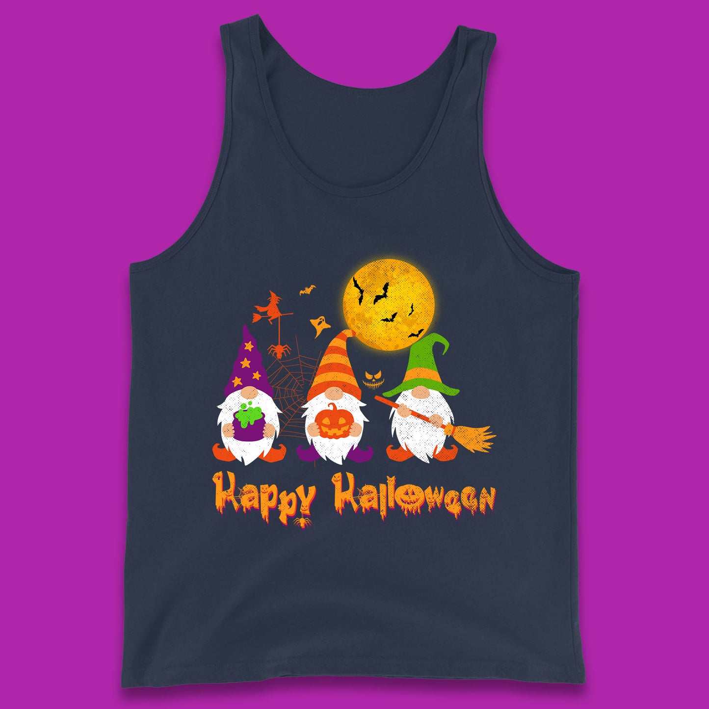 Happy Halloween Gnomies Spooky Witch Gnomes Scary Gnome Lover Tank Top