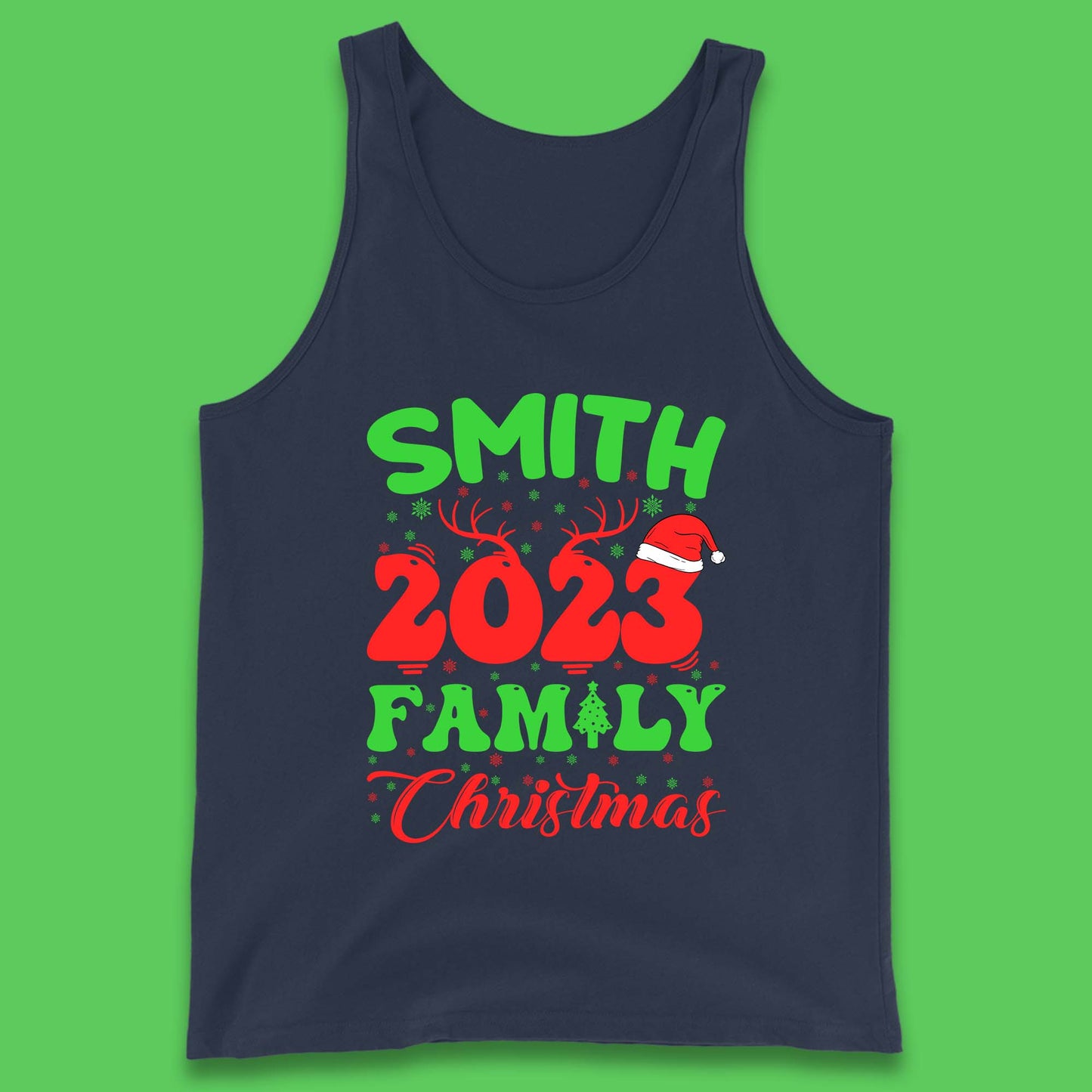 Personalised 2023 Family Christmas Your Name Xmas Matching Family Costume Tank Top