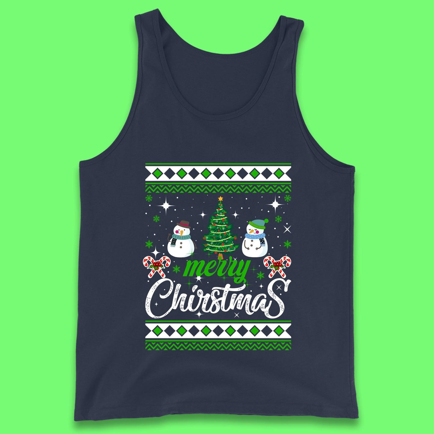 merry christmas snowman tank top