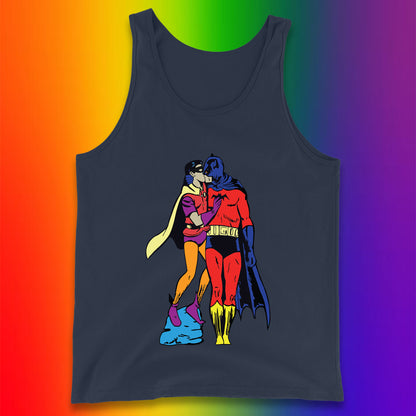 Batman X Robin Superhero Kiss Gay Pride LGBT Gay Bat Superheros Film DC Comics Tank Top