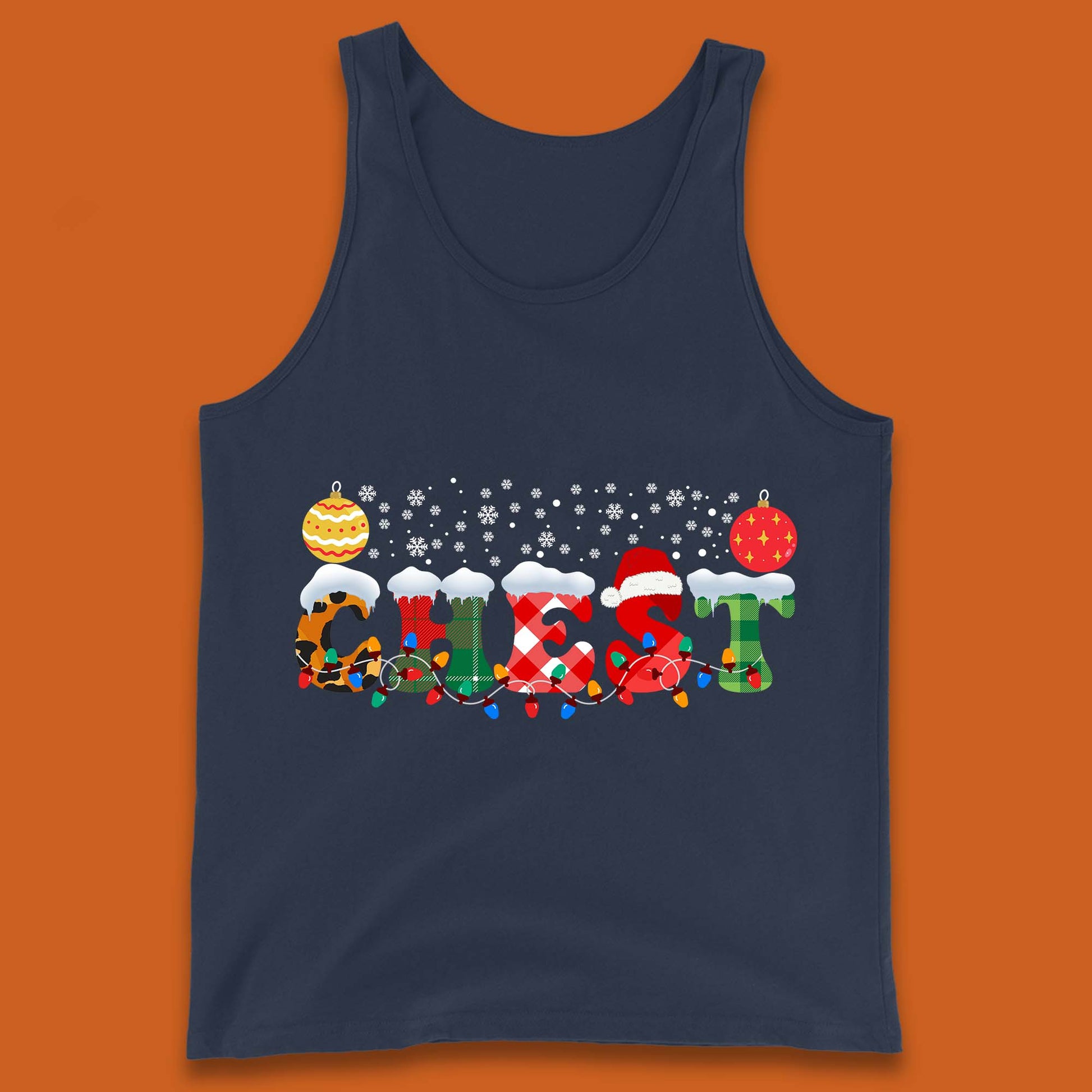 chest and nuts christmas snow winter tank top