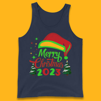 Merry Christmas 2023 Elf Hat Christmas Trees Xmas Gift Tank Top