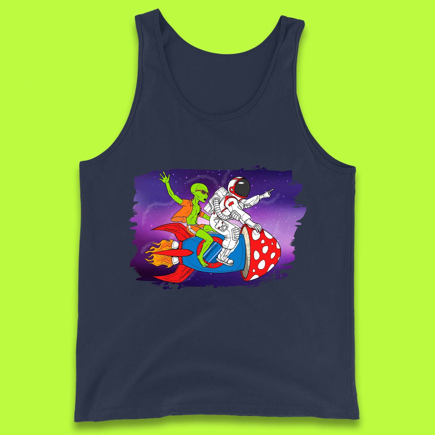 Alien & Astronaut Rocket Ship Tank Top
