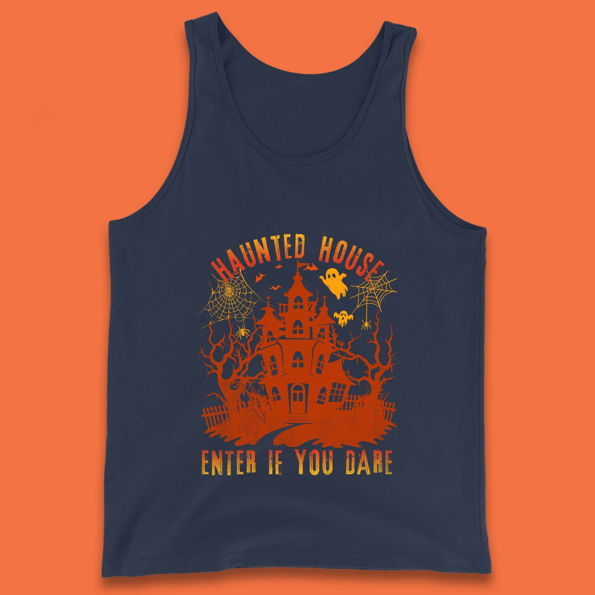 Haunted House Enter If You Dare Scary Halloween Nightmare House Spooky Season Halloween Party Tank Top