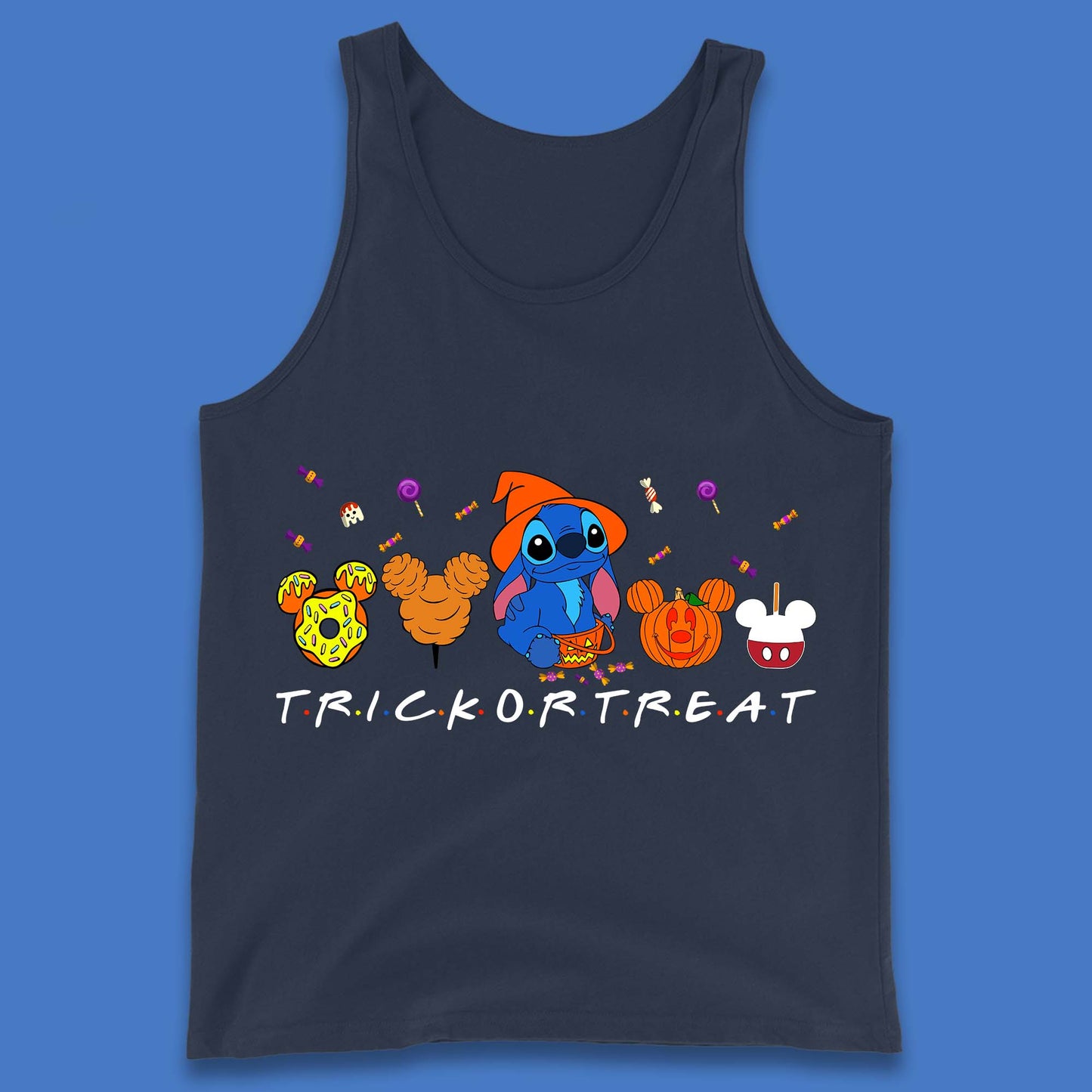 Halloween Disney Stitch Snacks Trick Or Treat Stitch And Mickey Mouse Friends Spoof Disneyland Snacks Tank Top