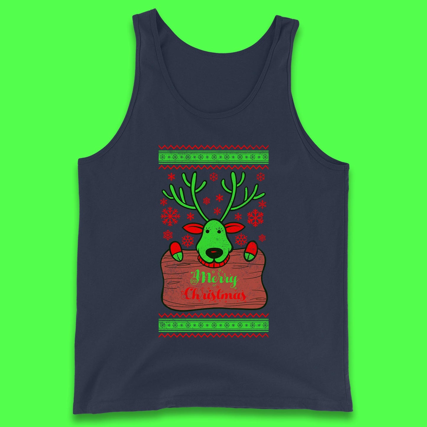 merry christmas reindeer tank top