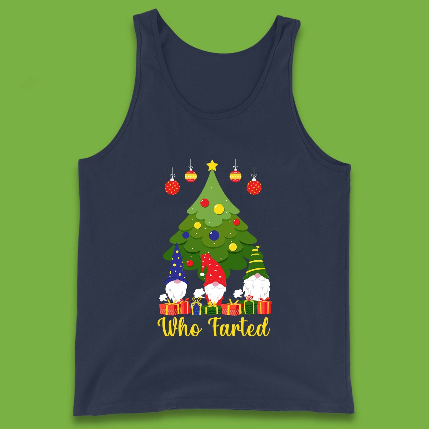 who farted christmas gnomes funny tank top