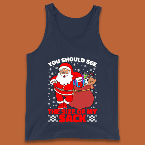You Should See The Size Of My Sack Funny Santa Christmas Holiday Humour Xmas Tank Top