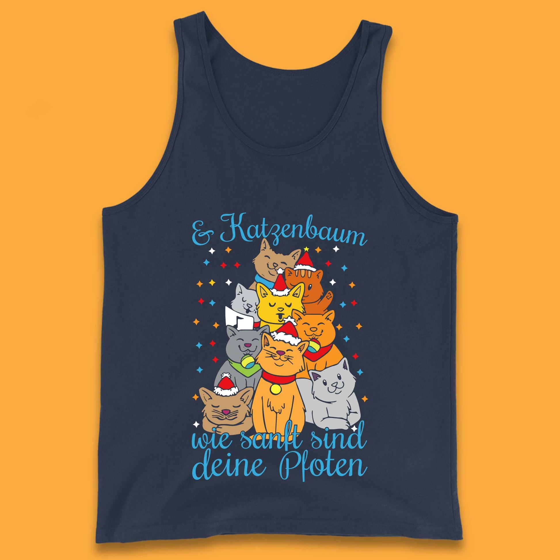cat christmas tree tank top