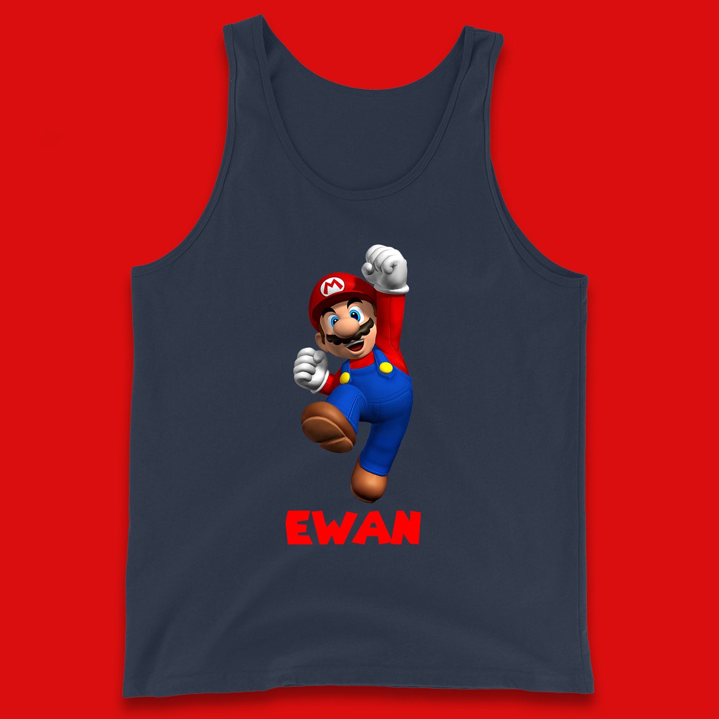 Personalised Your Name Super Mario Jumping Funny Game Lovers Players Mario Bro Retro Gaming Tank Top
