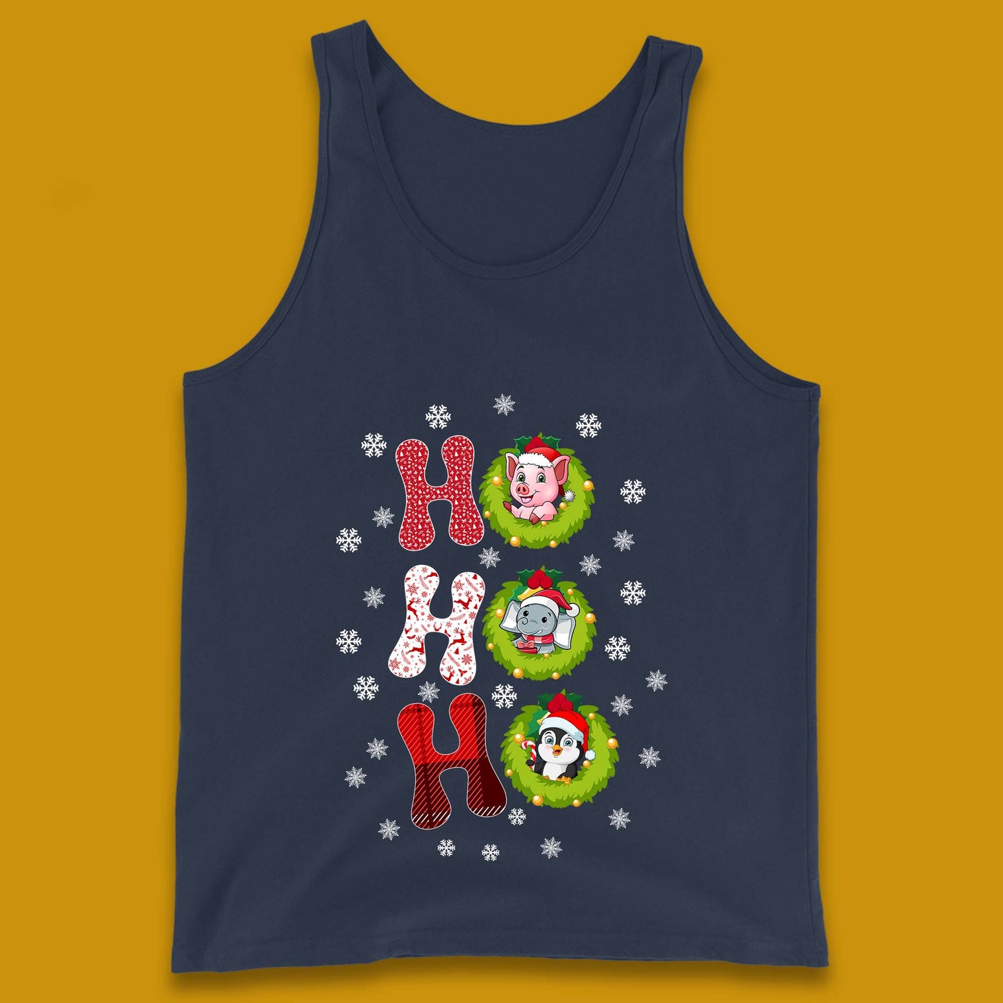 ho ho ho christmas animals tank top