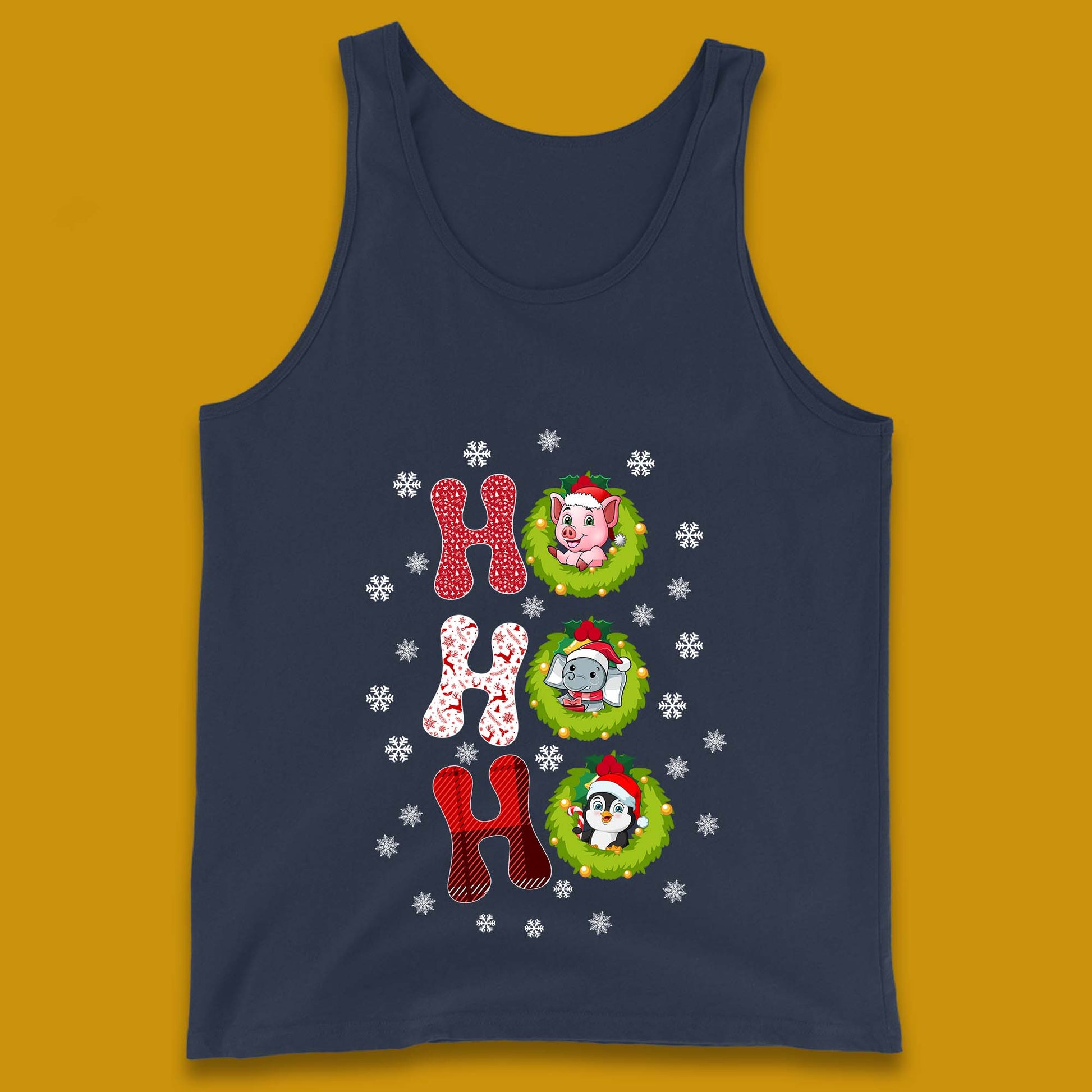 ho ho ho christmas animals tank top
