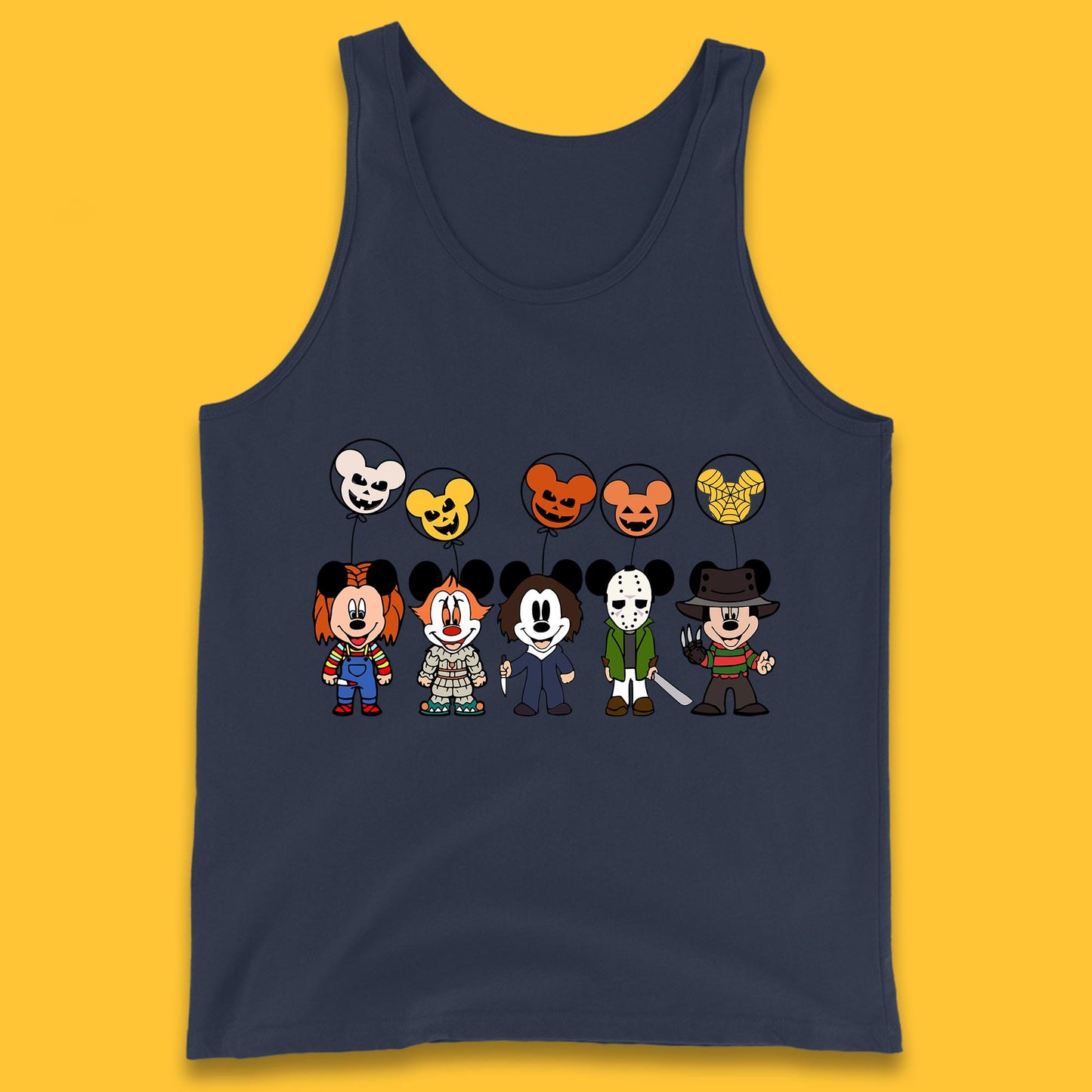 Disney Halloween Friends Horror Movie Characters Mickey Mouse Balloons Tank Top