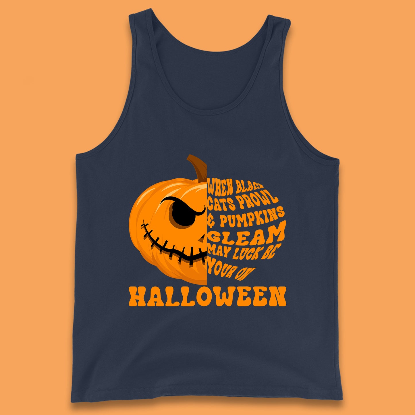 When Black Cats Prowl & Pumpkins Gleam May Luck Be Your On Halloween Black Cats Prowl Halloween Spooky Ghost Tank Top