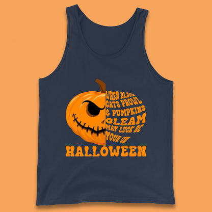When Black Cats Prowl & Pumpkins Gleam May Luck Be Your On Halloween Black Cats Prowl Halloween Spooky Ghost Tank Top