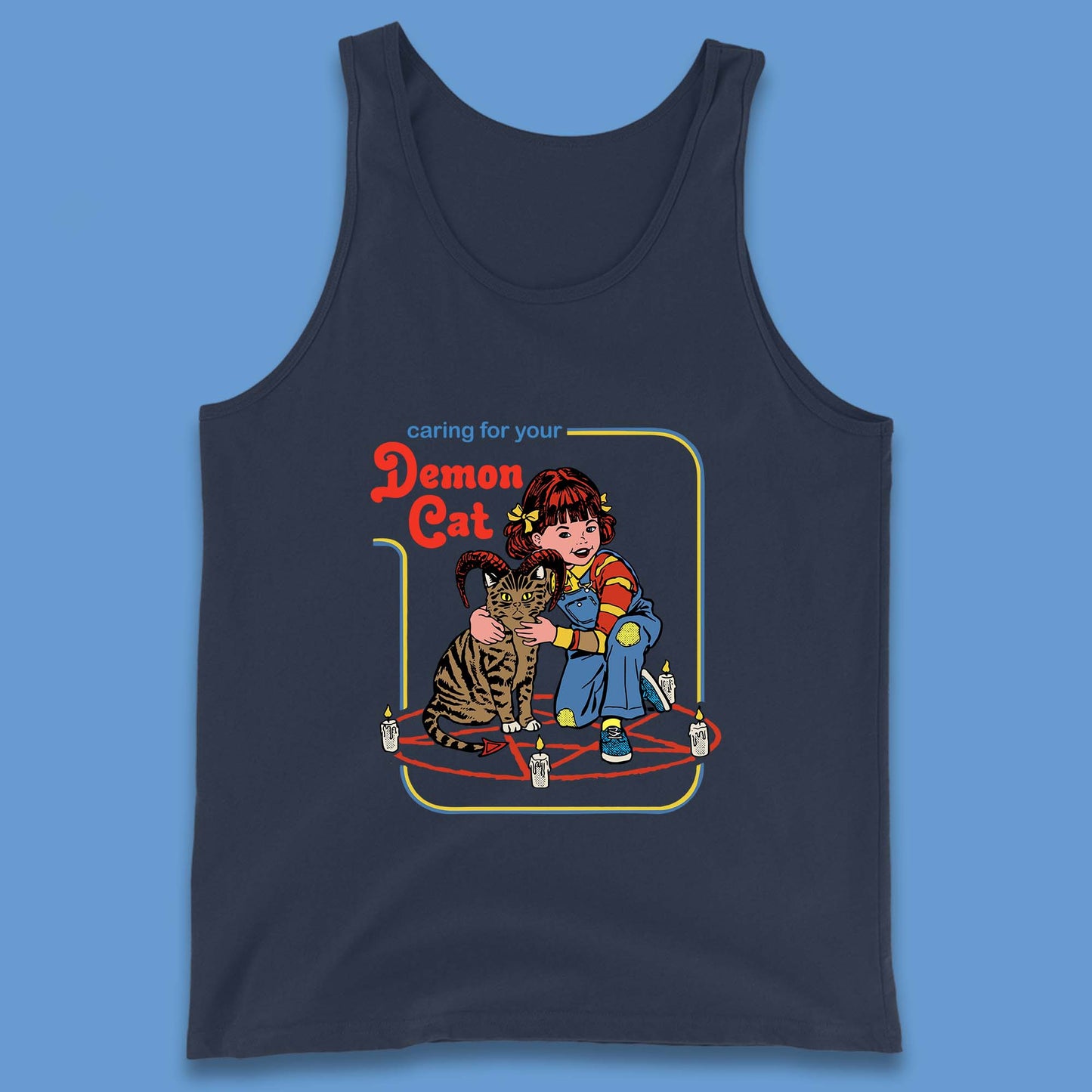 Caring For Your Demon Cat Creepy Incantation Halloween Aesthetic Cat Tank Top