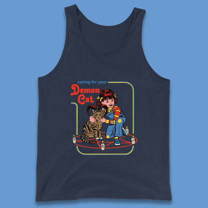 Caring For Your Demon Cat Creepy Incantation Halloween Aesthetic Cat Tank Top