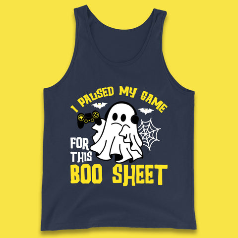 I Paused My Game For This Boo Sheet Ghost With Controller Halloween Gamer Tank Top