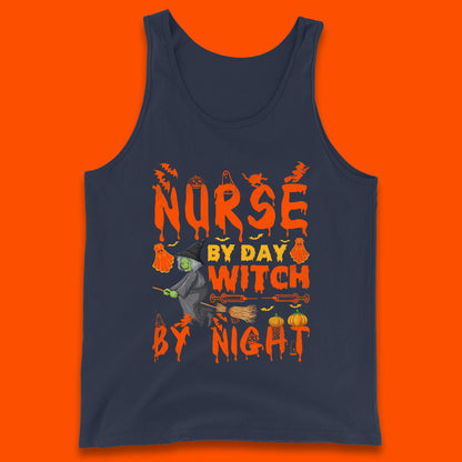 Nurse By Day Witch By Night Halloween Funny Nursing Spooky Nurse Tank Top