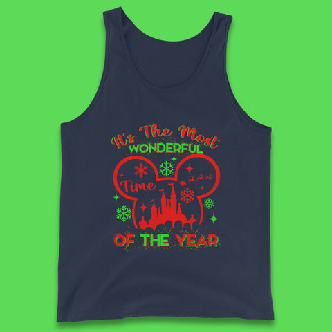 Disney Mickey Mouse It's The Most Wonderful Time Of The Year Christmas Magic Kingdom Xmas Disneyland Tank Top