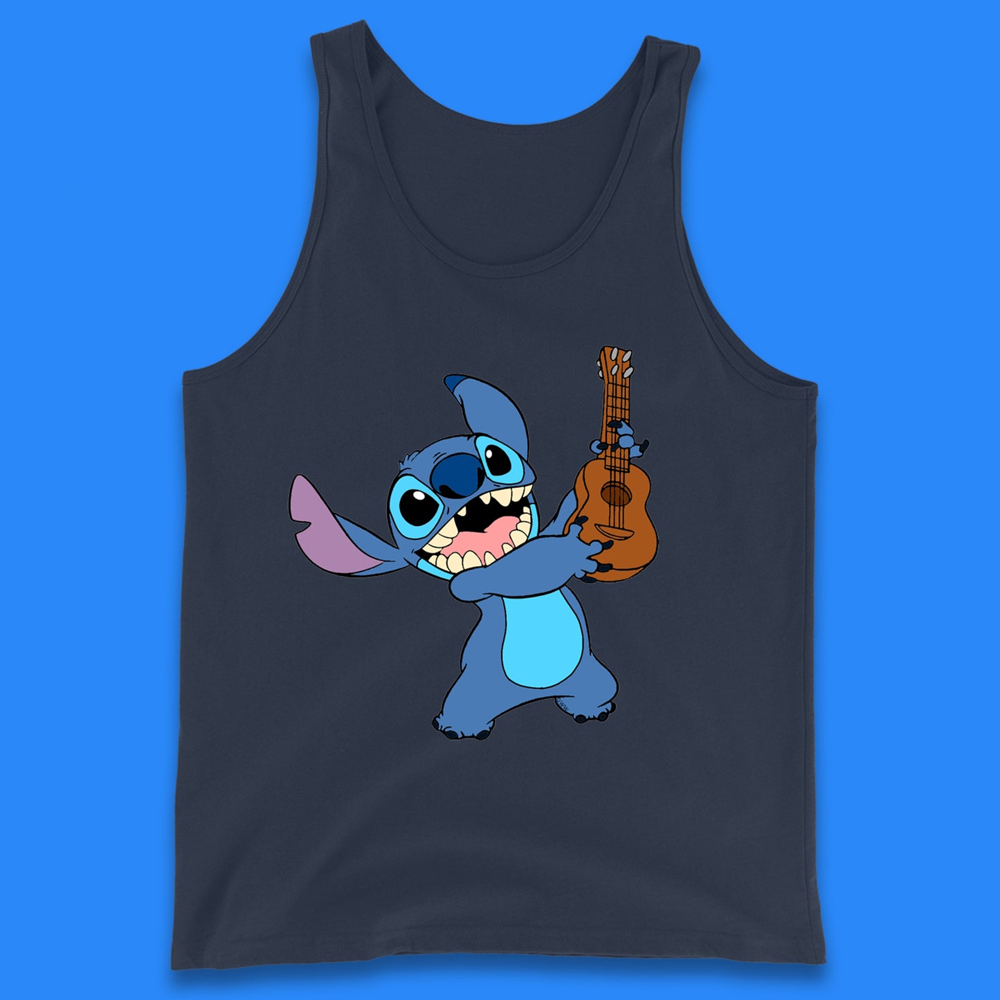 Disney Ohana Playing The Guitar Ohana Lilo & Stitich In Happy Mood Cartoon Character Disney World Tank Top