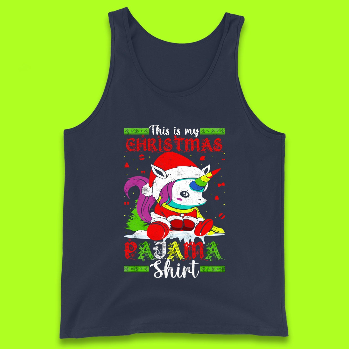 christmas unicorn santa costume tank top