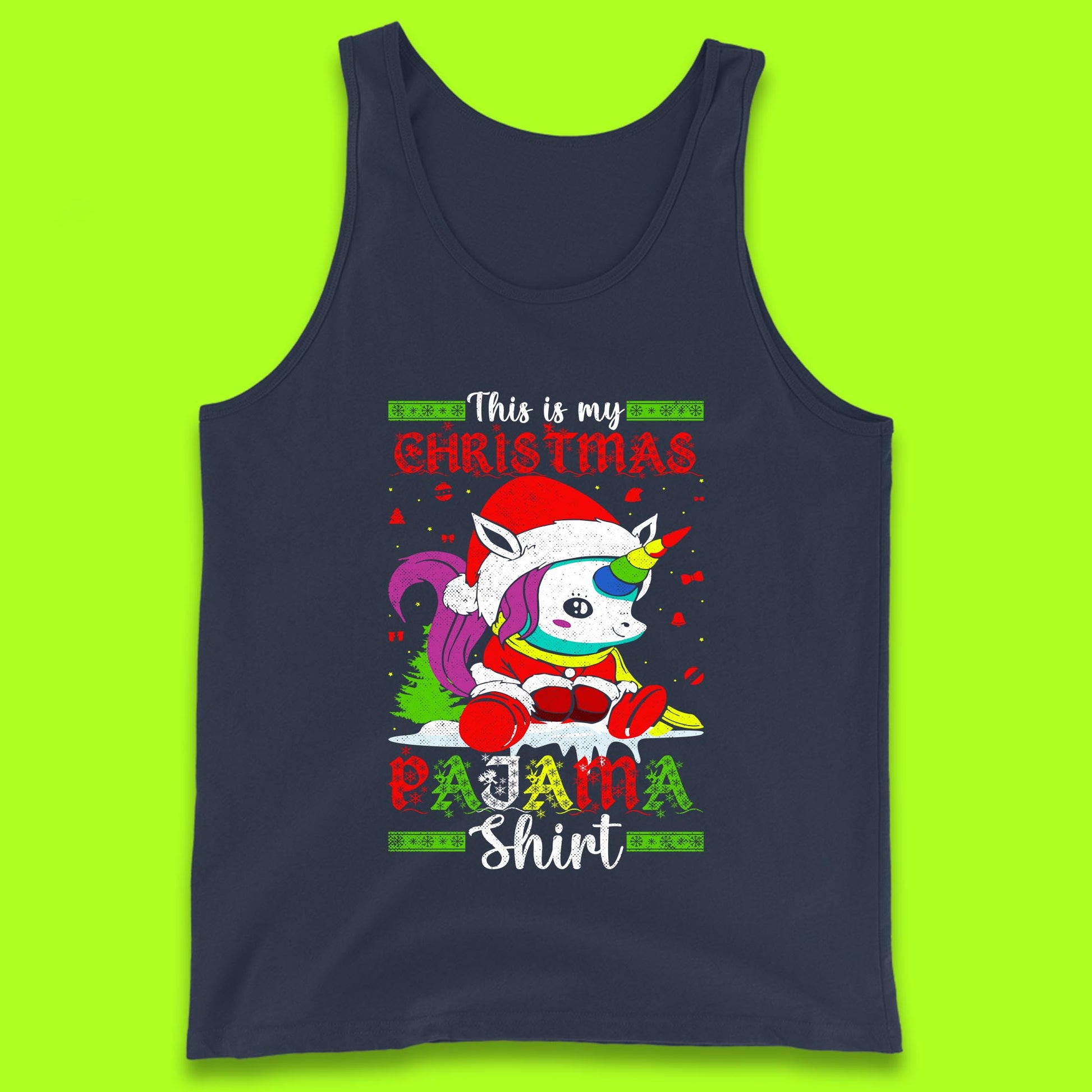 christmas unicorn santa costume tank top