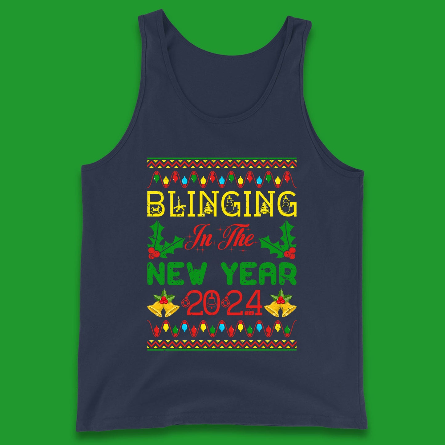 Blinging In The New Year 2024 Christmas Happy New Year Xmas Festive Celebration Tank Top
