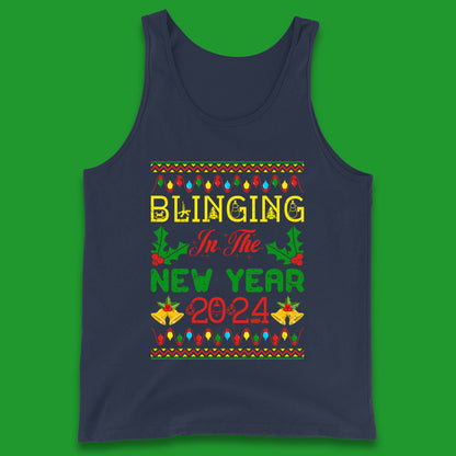 Blinging In The New Year 2024 Christmas Happy New Year Xmas Festive Celebration Tank Top