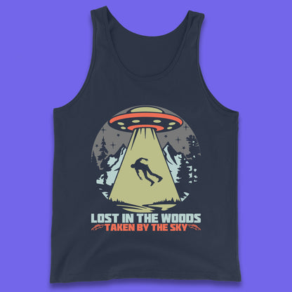 Lost In The Woods Taken By Sky Bigfoot Funny Sasquatch Getting Abducted By Aliens Camping Tank Top