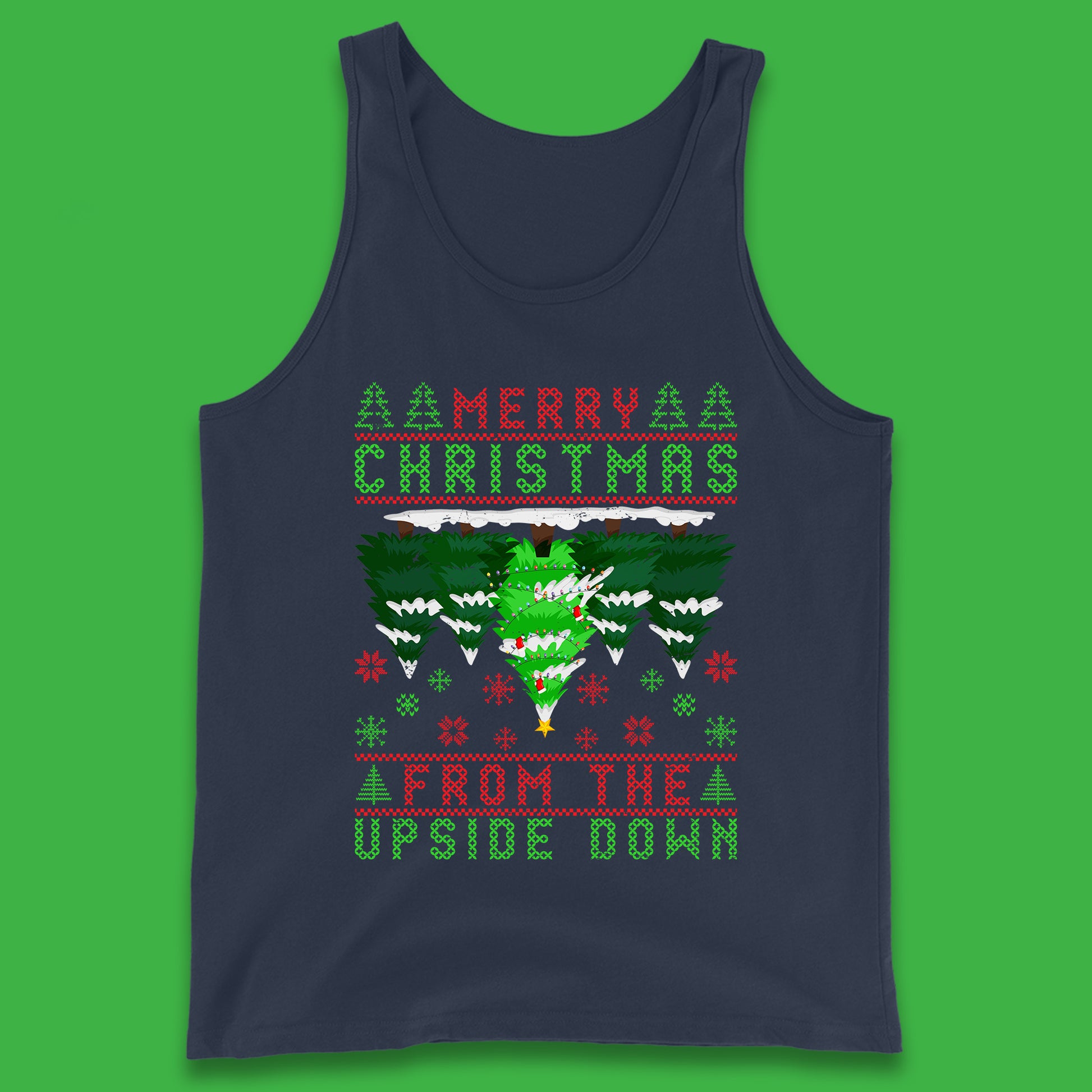 merry christmas from the upside down tree tank top