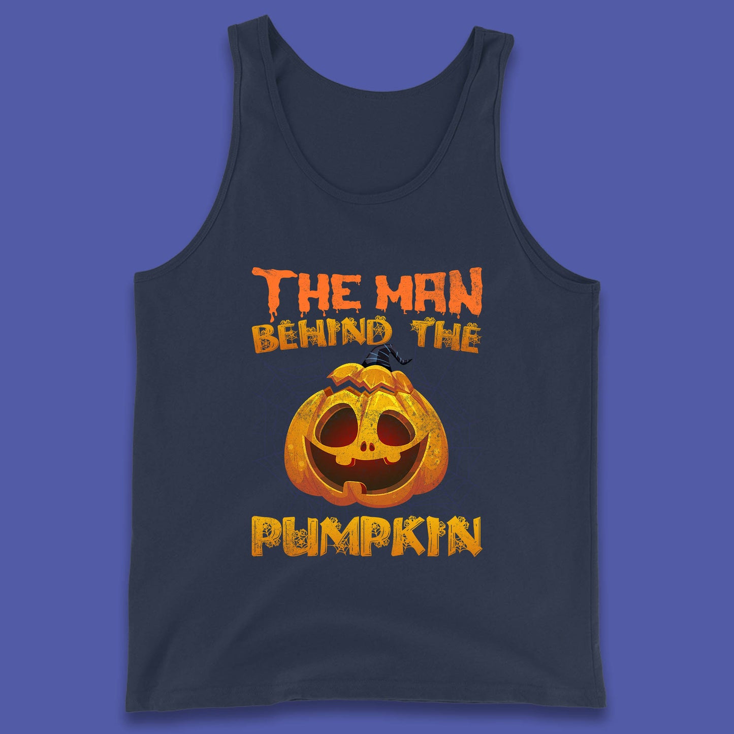 The Man Behind The Pumpkin Halloween Pregnancy Baby Announcement New Dad Gift Tank Top