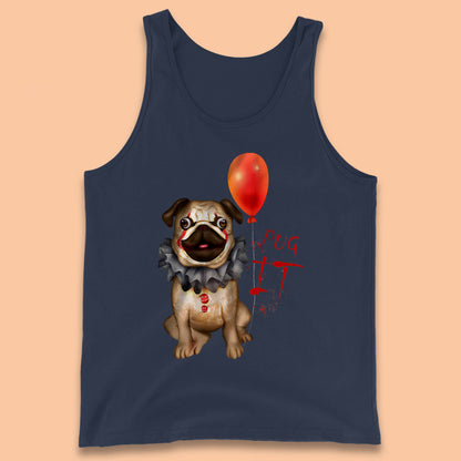 Pug IT Pennywise Clown Dog Spoof Halloween Pug Dog Costume Horror Movie Serial Killer Tank Top