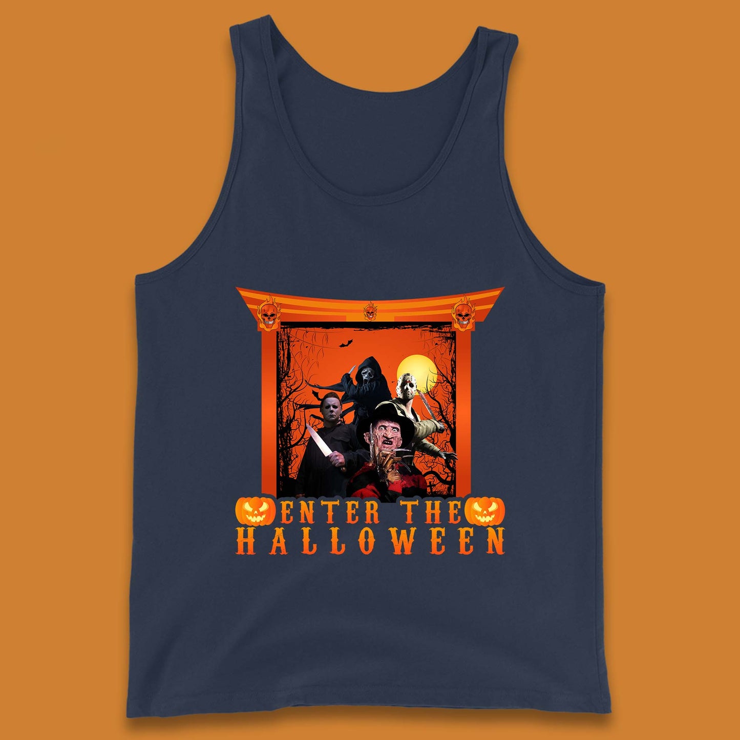 Enter The Halloween Horror Movie Characters Friends Halloween Villians Serial Killers Tank Top